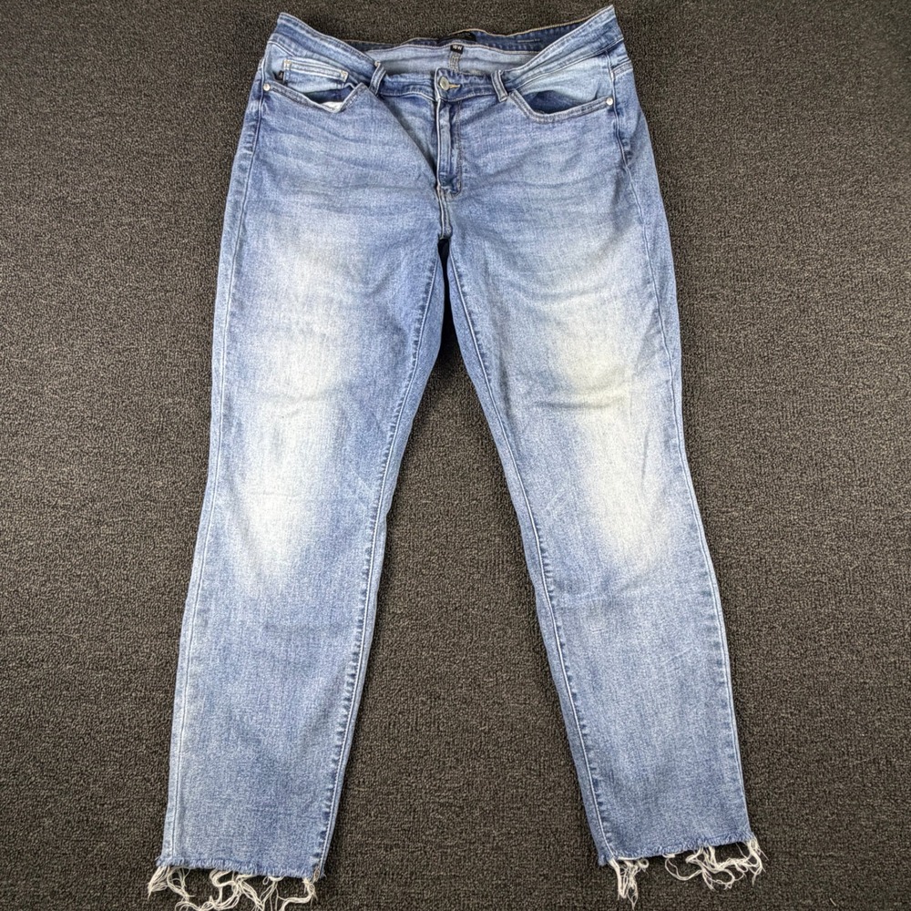 Judy Blue Jeans Womens 18W (Fits 37x29) Boyfriend Fit Blue Raw Hem JB82192MD-PL